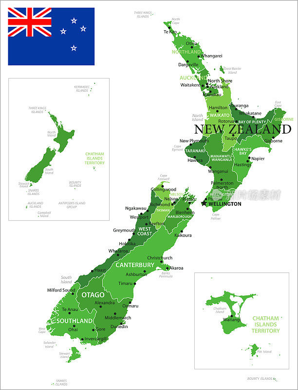 15 -新西兰-绿色孤立